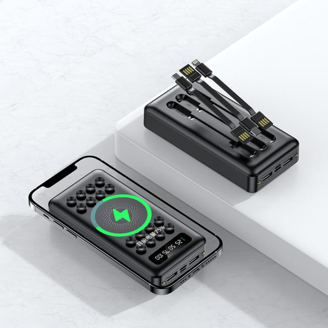 Suction Cup Wireless Charging Built in 3 cables 20,000mAh Large Capacity power bank RC-WP029