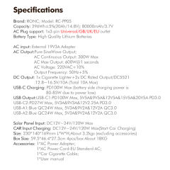 300W Outdoor Portable Power Station 80,000mAh /3.7V Start Car Charging+Solar Panel Input RC-PP05