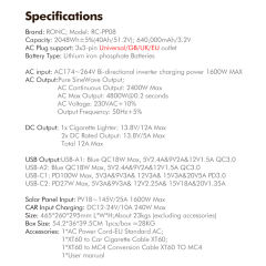 AC 2400W OUTPUT Outdoor Portable Power Station 640000mAh /3.2V Start Car Charging+Solar Panel Charging RC-PP08