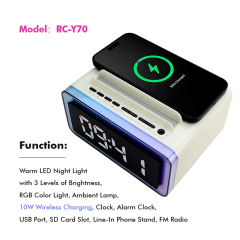 Light Boom Colorful Bluetooth Speaker with 10W Wireless Charging and RGB Lights RC-Y71