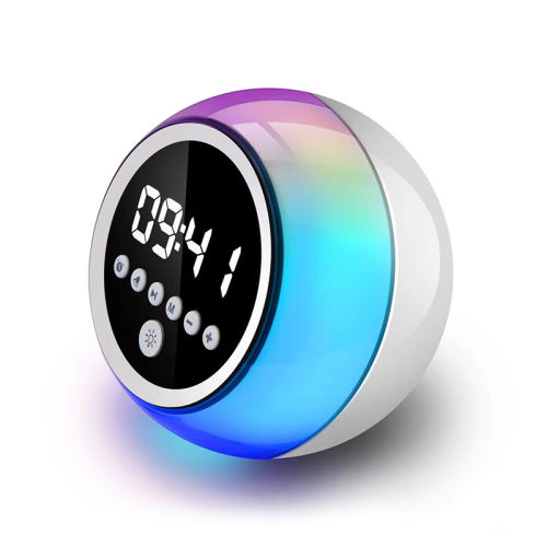 Multifunctional Sphere-Shaped Bluetooth Speaker with LED Light, Alarm Clock, and FM Radio RC-Y70