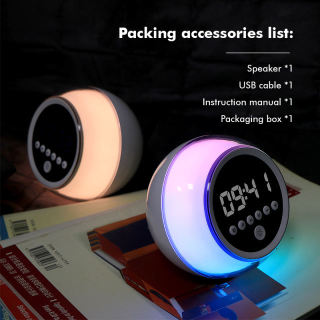 Multifunctional Sphere-Shaped Bluetooth Speaker with LED Light, Alarm Clock, and FM Radio RC-Y70