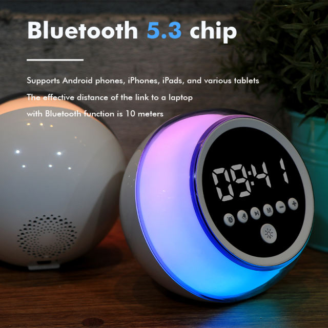 Multifunctional Sphere-Shaped Bluetooth Speaker with LED Light, Alarm Clock, and FM Radio RC-Y70