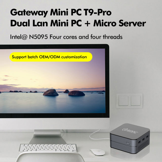 Gateway Mini PC T9-Pro: Dual LAN Mini PC &amp; Micro Server with Intel® N5095 Quad-Core Processor 16GB DDR5 Support, 2TB SSD, WiFi 6, and 1000M Ethernet RC-T9