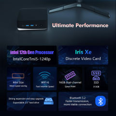 High-Performance Mini PC with Intel 12th Gen i5-1240P Processor and Expandable Storage RC- AD16