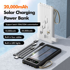 10,000/20,000mAh Solar charging Built in four cables power bank, Outdoor portable power bank RC-P139