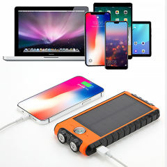 10,000mAh solar power bank featuring two spotlights and a built-in compass Outdoor portable power bank RC-P133
