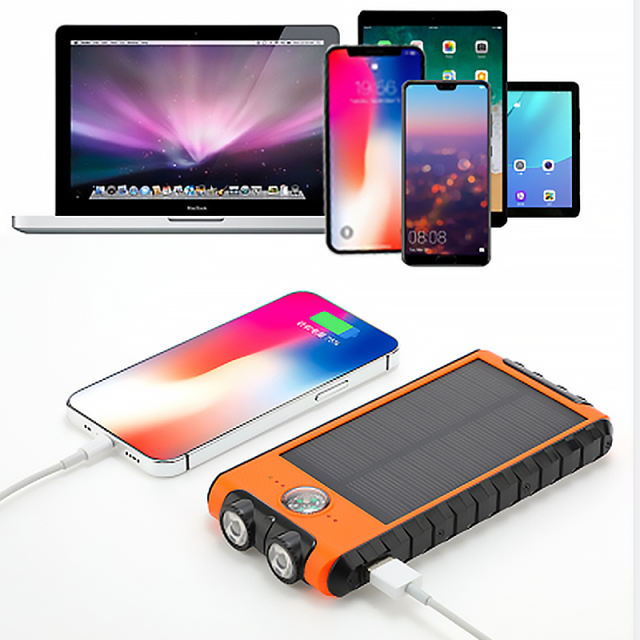 10,000mAh solar power bank featuring two spotlights and a built-in compass Outdoor portable power bank RC-P133