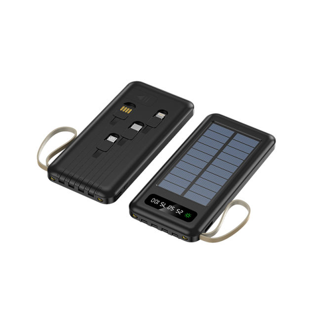 10,000/20,000mAh Solar charging Built in four cables power bank, Outdoor portable power bank RC-P139
