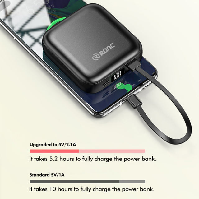 10,000mAh Square Power Bank  with 3 Cables and a Makeup Mirror，Portable Power Bank RC-P132