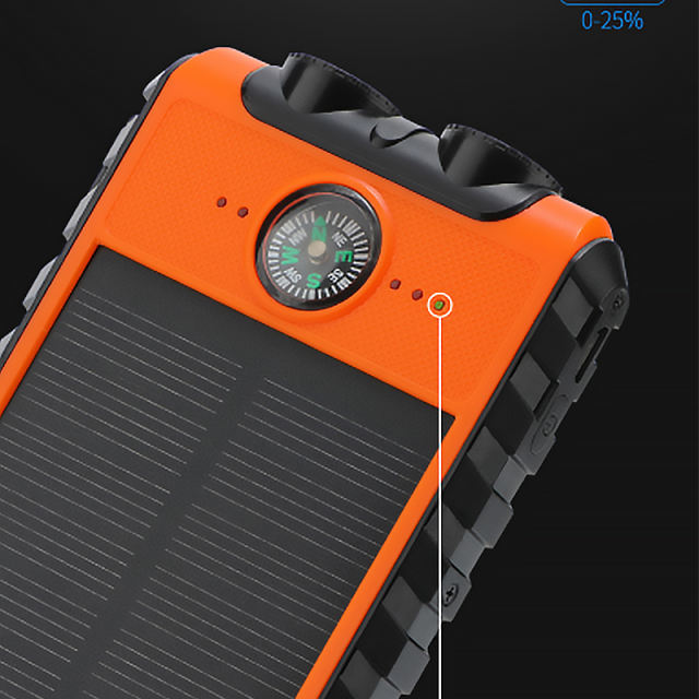 10,000mAh solar power bank featuring two spotlights and a built-in compass Outdoor portable power bank RC-P133