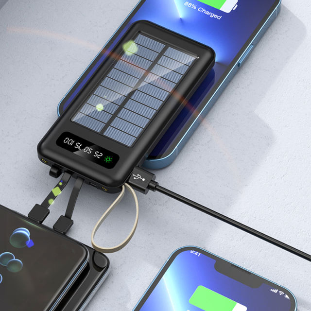 10,000/20,000mAh Solar charging Built in four cables power bank, Outdoor portable power bank RC-P139