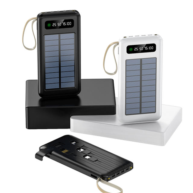 10,000/20,000mAh Solar charging Built in four cables power bank, Outdoor portable power bank RC-P139