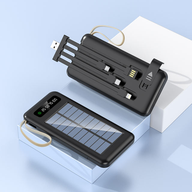 10,000/20,000mAh Solar charging Built in four cables power bank, Outdoor portable power bank RC-P139