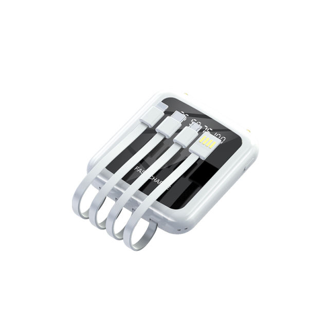 10,000mAh Square Mirror Built in four cables mini  fast charging Power bank RC-P141