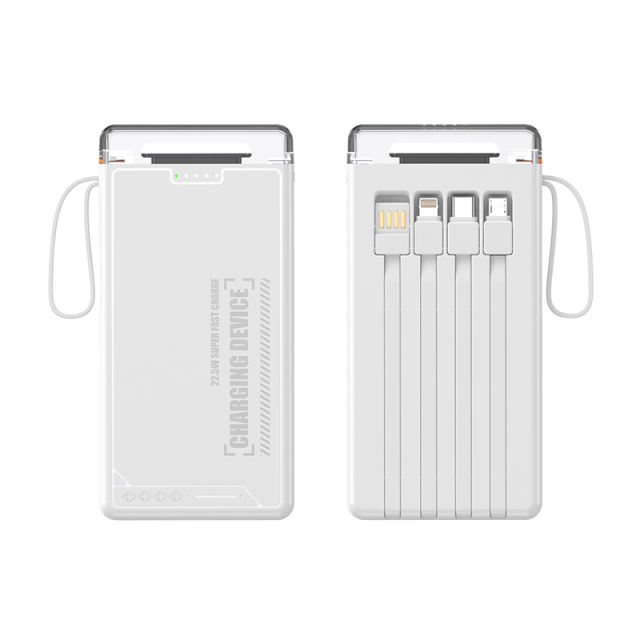 Lighthouse 10,000mAh Power Bank with LED light, Built-in four Cables, and Fast Charging RC-P145