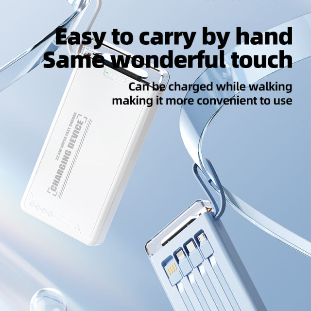 Lighthouse 10,000mAh Power Bank with LED light, Built-in four Cables, and Fast Charging RC-P145