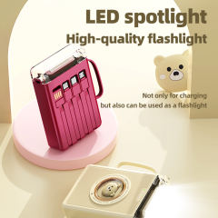 Lighthouse 10,000mAh, Mini Power Bank,  Bear Design, with LED Light, Built-in four  Cables, and Fast Charging RC-P147