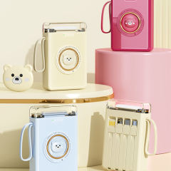 Lighthouse 10,000mAh, Mini Power Bank,  Bear Design, with LED Light, Built-in four  Cables, and Fast Charging RC-P147
