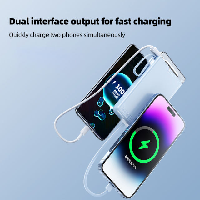 Lighthouse 10,000mAh Power Bank with LED light, Built-in four Cables, and Fast Charging RC-P145