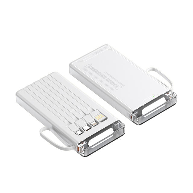 Lighthouse 10,000mAh Power Bank with LED light, Built-in four Cables, and Fast Charging RC-P145