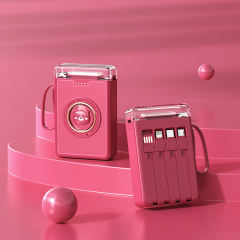 Lighthouse 10,000mAh, Mini Power Bank,  Bear Design, with LED Light, Built-in four  Cables, and Fast Charging RC-P147