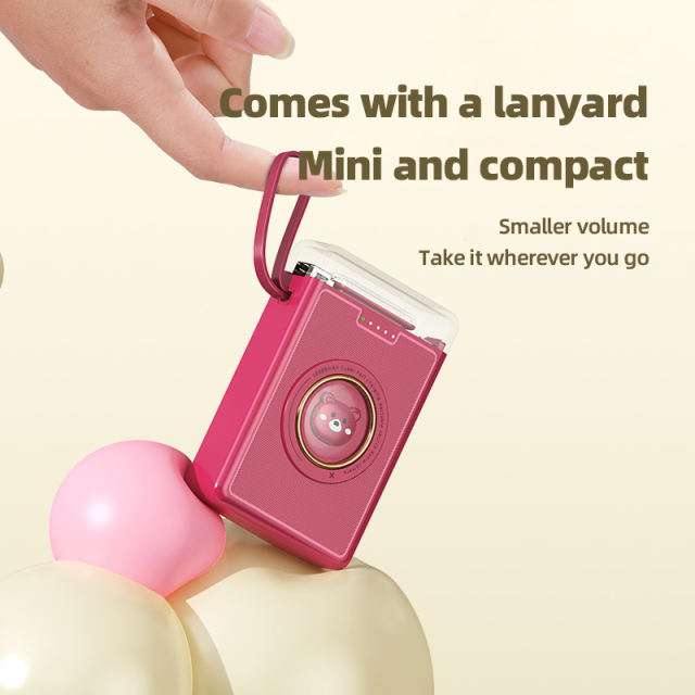 Lighthouse 10,000mAh, Mini Power Bank,  Bear Design, with LED Light, Built-in four  Cables, and Fast Charging RC-P147