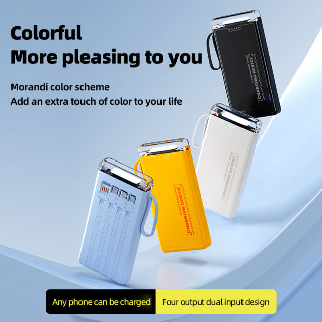 Lighthouse 10,000mAh Power Bank with LED light, Built-in four Cables, and Fast Charging RC-P145
