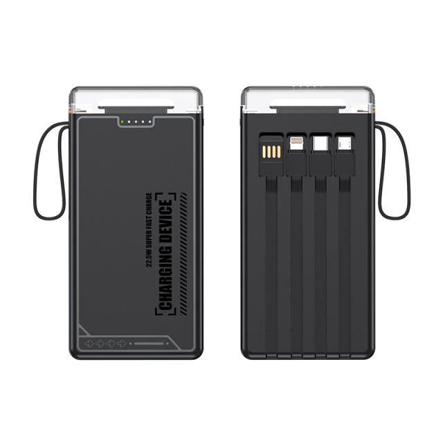 Lighthouse 10,000mAh Power Bank with LED light, Built-in four Cables, and Fast Charging RC-P145