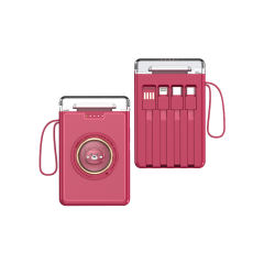 Lighthouse 10,000mAh, Mini Power Bank,  Bear Design, with LED Light, Built-in four  Cables, and Fast Charging RC-P147