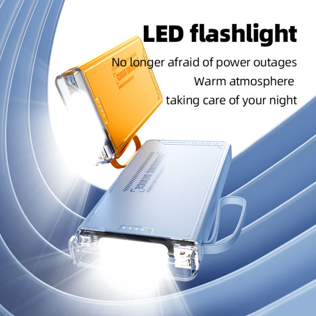 Lighthouse 10,000mAh Power Bank with LED light, Built-in four Cables, and Fast Charging RC-P145