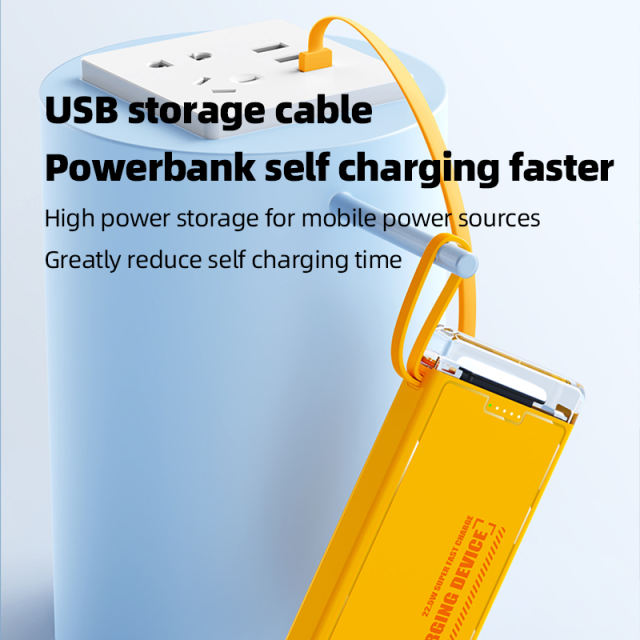 Lighthouse 10,000mAh Power Bank with LED light, Built-in four Cables, and Fast Charging RC-P145