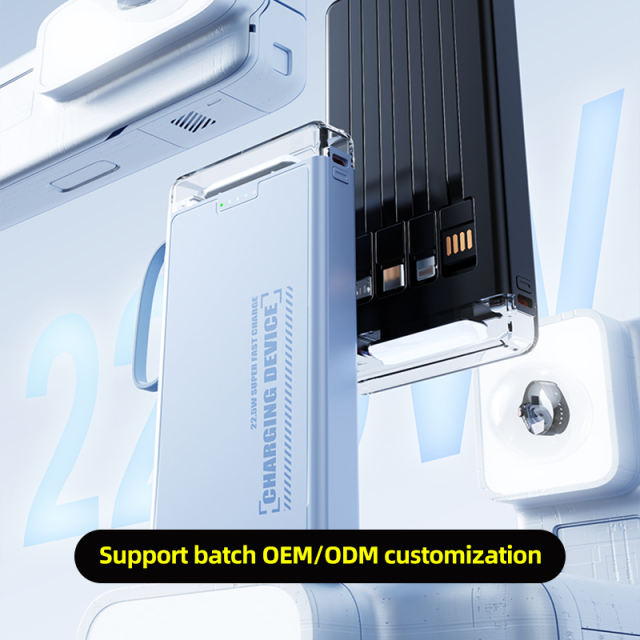 Lighthouse 10,000mAh Power Bank with LED light, Built-in four Cables, and Fast Charging RC-P145