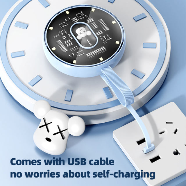 10,000mAh Cartoon Round Power Bank with Built-in 3 Cables RC-P152