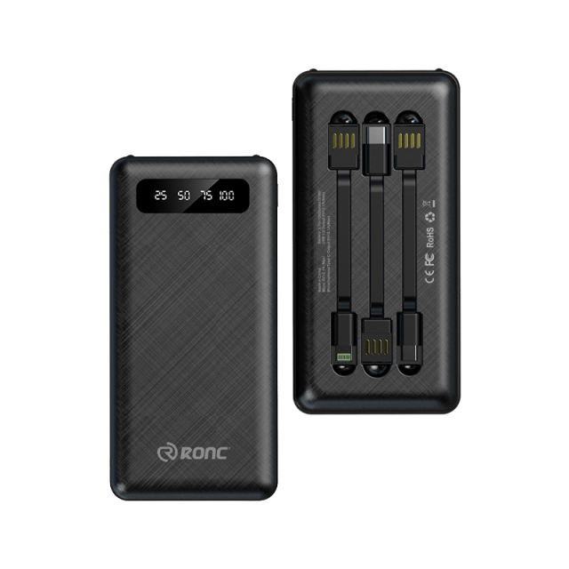 20,000mAh Large Capacity Power Bank with 3 Detachable Data Cables – 2.1A Input &amp; Output RC-P150