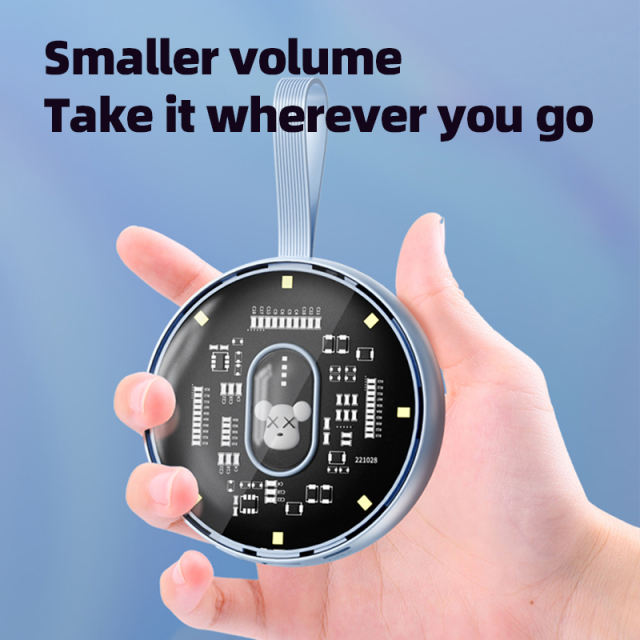 10,000mAh Cartoon Round Power Bank with Built-in 3 Cables RC-P152