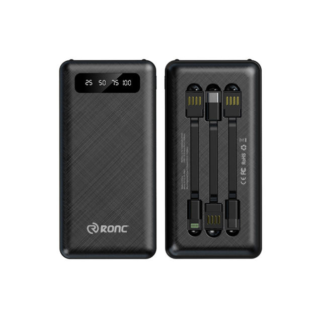 20,000mAh Large Capacity Power Bank with 3 Detachable Data Cables – 2.1A Input &amp; Output RC-P150