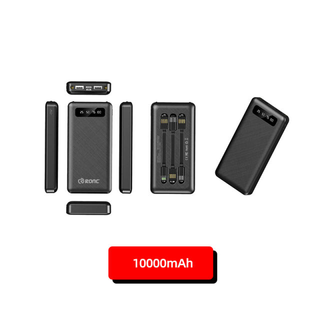 20,000mAh Large Capacity Power Bank with 3 Detachable Data Cables – 2.1A Input &amp; Output RC-P150