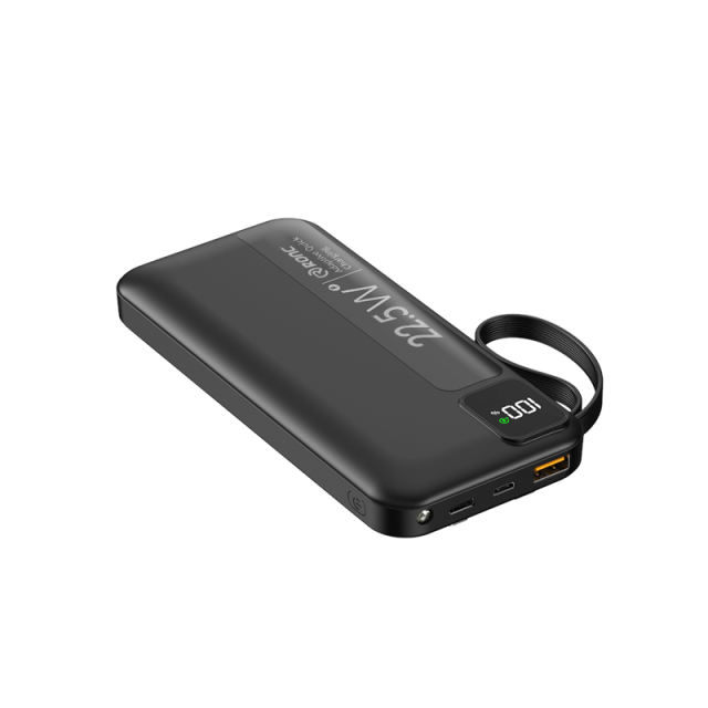 10,000/20,000/30,000mAh Power Bank with 22.5W/PD 20W Super Fast Charging and Built-in Dual Cables RC-PD65