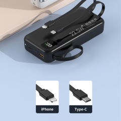 10,000/20,000/30,000mAh Power Bank with 22.5W/PD 20W Super Fast Charging and Built-in Dual Cables RC-PD65