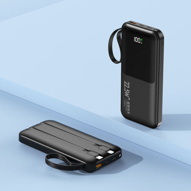 10,000/20,000/30,000mAh Power Bank with 22.5W/PD 20W Super Fast Charging and Built-in Dual Cables RC-PD66
