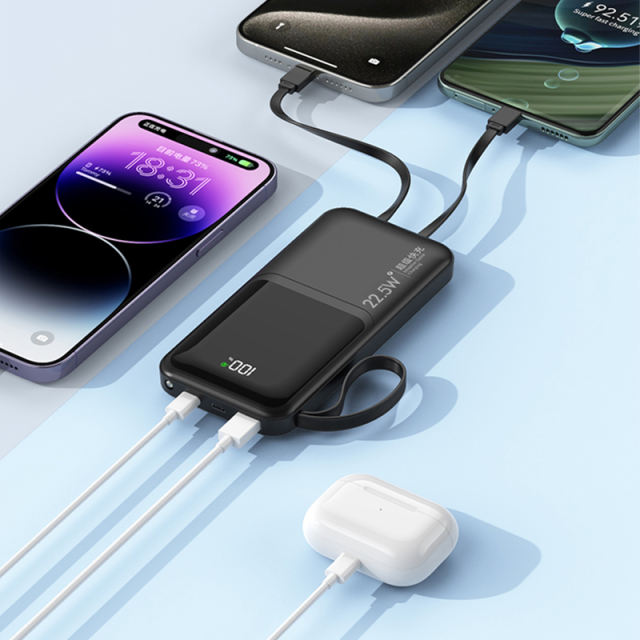 10,000/20,000/30,000mAh Power Bank with 22.5W/PD 20W Super Fast Charging and Built-in Dual Cables RC-PD66