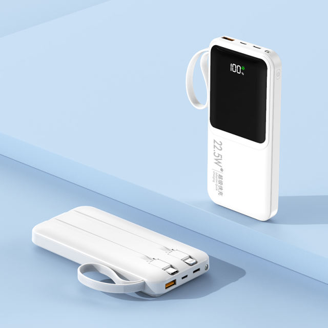 10,000/20,000/30,000mAh Power Bank with 22.5W/PD 20W Super Fast Charging and Built-in Dual Cables RC-PD66