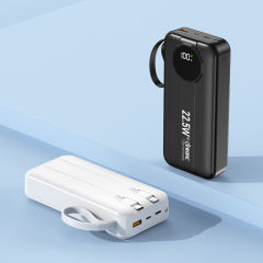 10,000/20,000/30,000mAh Power Bank with 22.5W/PD 20W Super Fast Charging and Built-in Dual Cables RC-PD68
