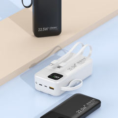 10,000/20,000/30,000mAh Power Bank with 22.5W/PD 20W Super Fast Charging and Built-in Dual Cables RC-PD67