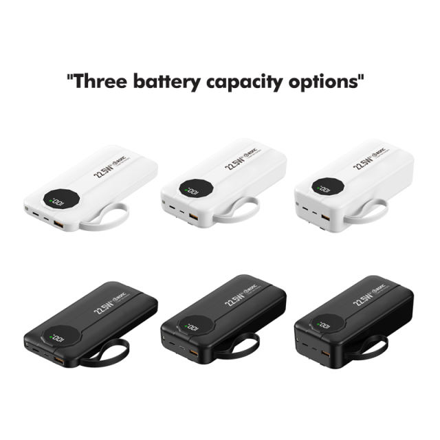 10,000/20,000/30,000mAh Power Bank with 22.5W/PD 20W Super Fast Charging and Built-in Dual Cables RC-PD68