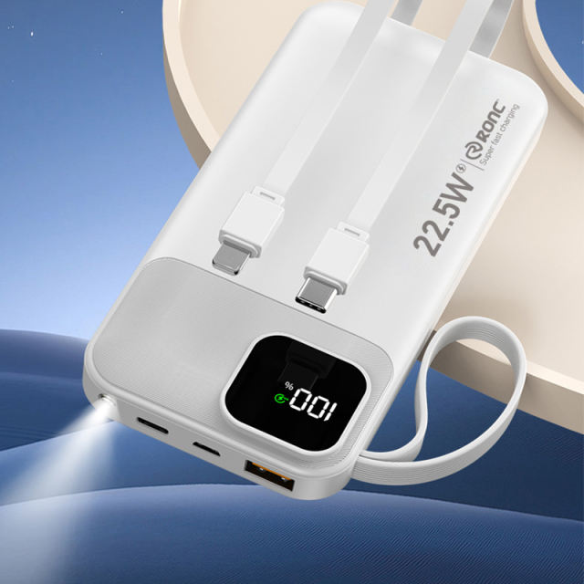 10,000/20,000/30,000mAh Power Bank with 22.5W/PD 20W Super Fast Charging and Built-in Dual Cables RC-PD67