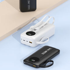 10,000/20,000/30,000mAh Power Bank with 22.5W/PD 20W Super Fast Charging and Built-in Dual Cables RC-PD68