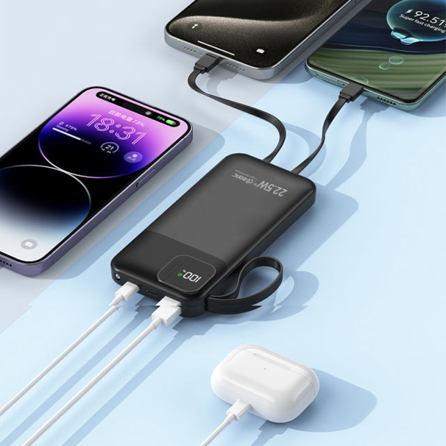10,000/20,000/30,000mAh Power Bank with 22.5W/PD 20W Super Fast Charging and Built-in Dual Cables RC-PD67