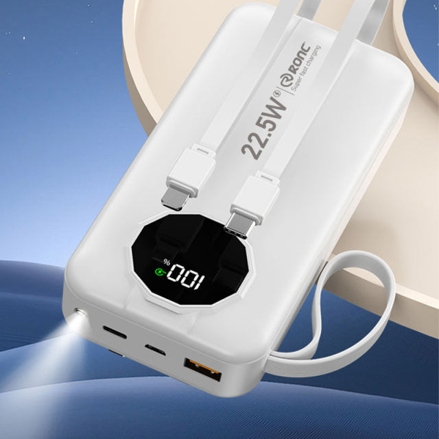 10,000/20,000/30,000mAh Power Bank with 22.5W/PD 20W Super Fast Charging and Built-in Dual Cables RC-PD68